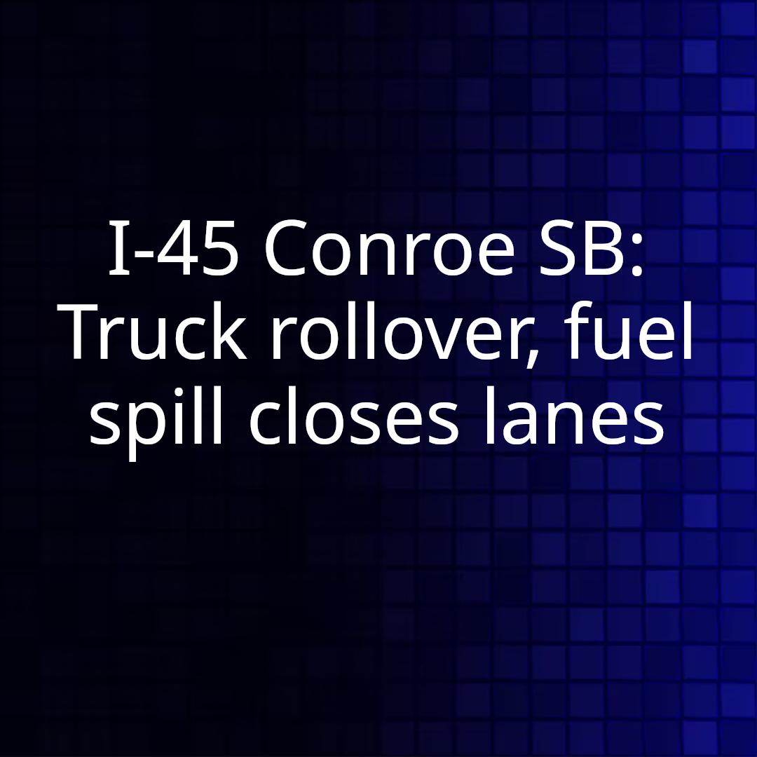 I-45 Conroe SB: Truck rollover, fuel spill closes lanes
